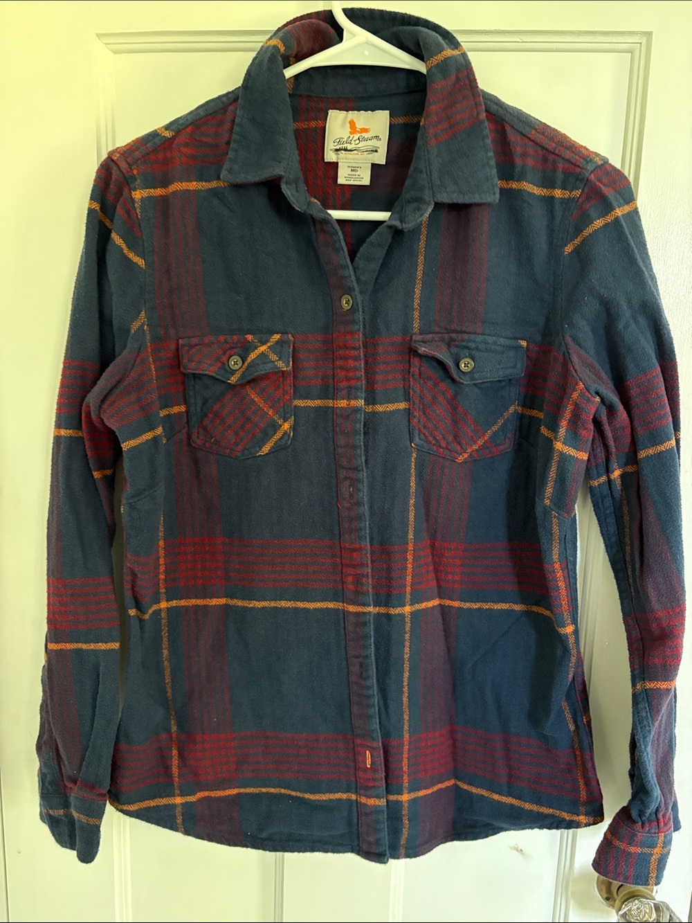 Field & Stream Fitted Navy, Red & Yellow Plaid Button-Up Shirt